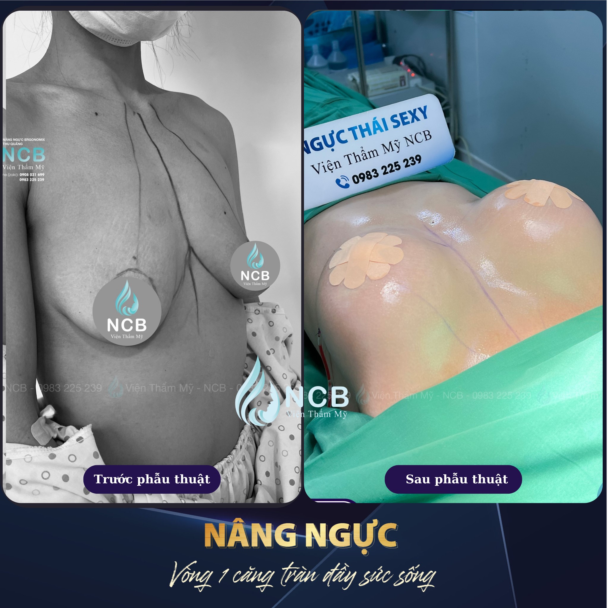 trước và sau nâng ngực